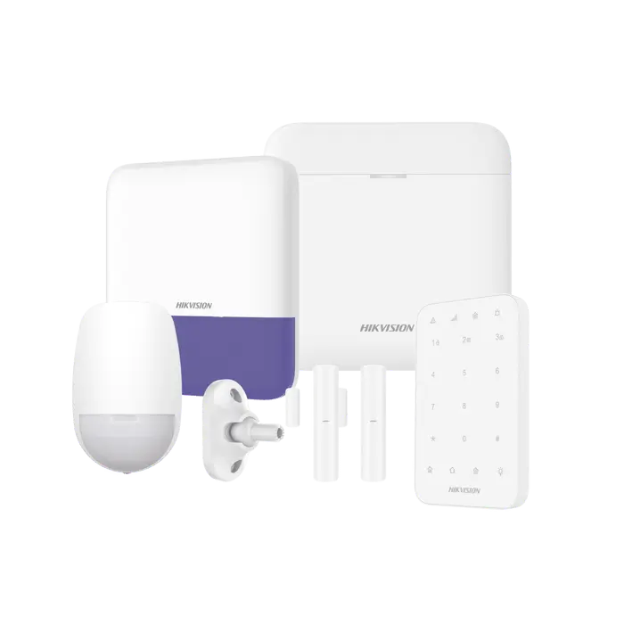 (AX PRO) KIT de Alarma AX PRO / Incluye: 1 Hub con bateria de respaldo / 1 Sensores PIR / 1 Montaje Universal para PIR / 2 Contactos Magnéticos / 1 Teclado / 1 Sirena Inalambrica Exterior / WiFi / Compatible con Hik-Connect P2P